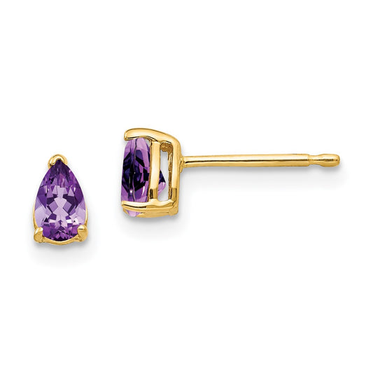 Exclusive 14K Gold Amethyst Earrings - Stylish 5x3mm Pear-Shaped Luxury