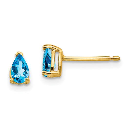 Buy Exclusive 14K Gold 5x3mm Pear-Shaped Blue Topaz Earrings - Luxury Value!