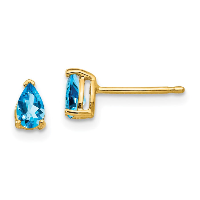 Buy Exclusive 14K Gold 5x3mm Pear-Shaped Blue Topaz Earrings - Luxury Value!-1