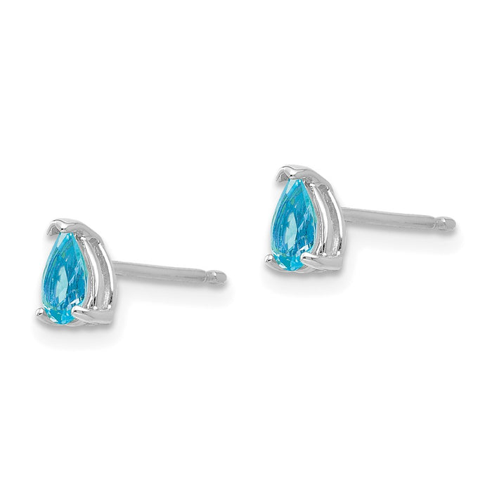 Shop Stylish 14K White Gold Blue Topaz Earrings - 5x3mm, Luxury Value!-2