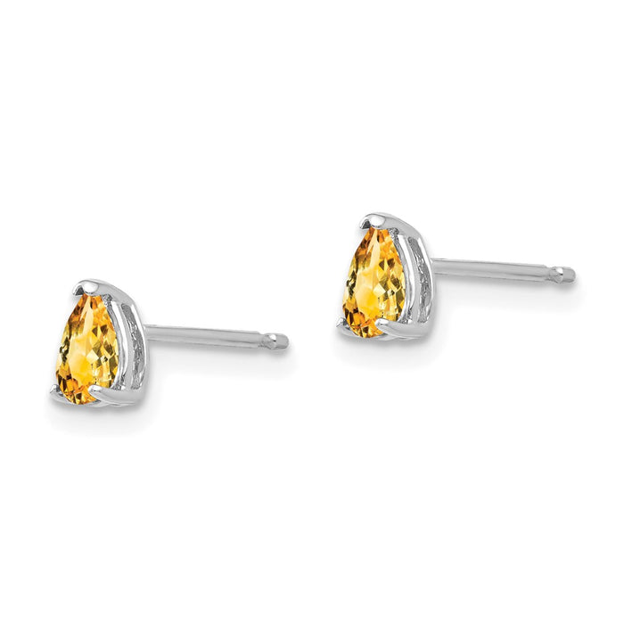 Shop Stylish 14K White Gold Pear-Shaped Citrine Stud Earrings - Luxury Value!-2