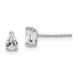 Exclusive 14K White Gold Pear-Shaped CZ Stud Earrings - Stylish Value Buy!