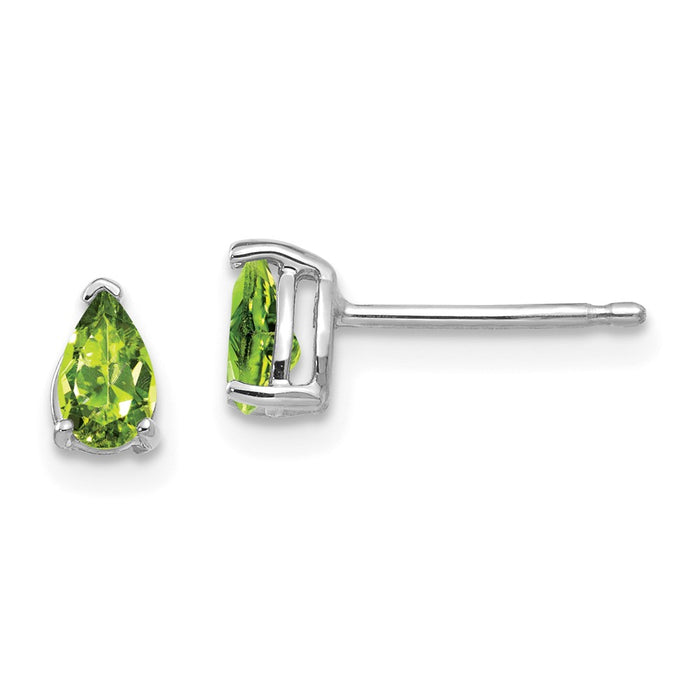 Buy Exclusive 14K White Gold Pear-Shaped Peridot Earrings - 5x3mm Luxury-1