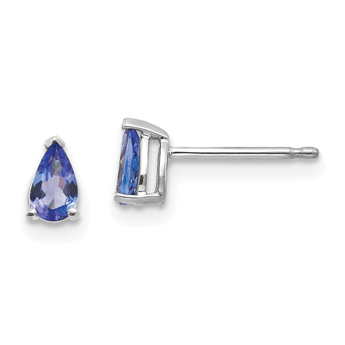 High-Quality 14K White Gold Tanzanite Stud Earrings - Stylish Value at Great Prices-1