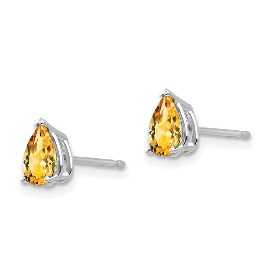 Shop Stylish 14K White Gold Pear-Shaped Citrine Stud Earrings - Luxury Value