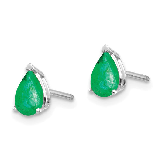 Shop Stylish 14K White Gold Emerald Stud Earrings - Exclusive Value, 0.85mm