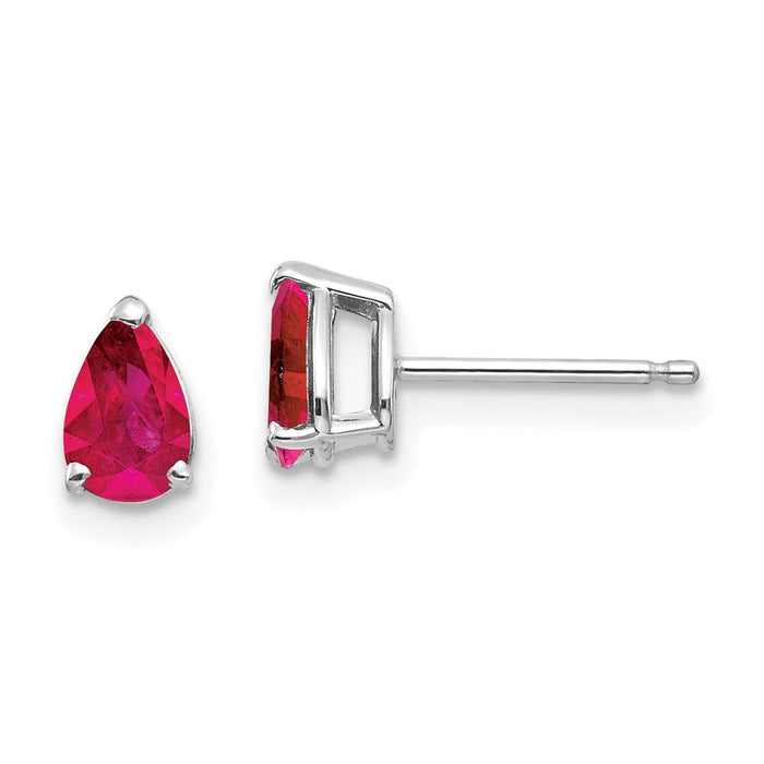 Buy 14K White Gold Ruby Stud Earrings - Stylish & Affordable Luxury Jewelry-1
