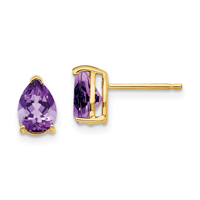 Designer 14K Gold Amethyst Earrings 7x5mm - Stylish Luxury at Affordable Price-1