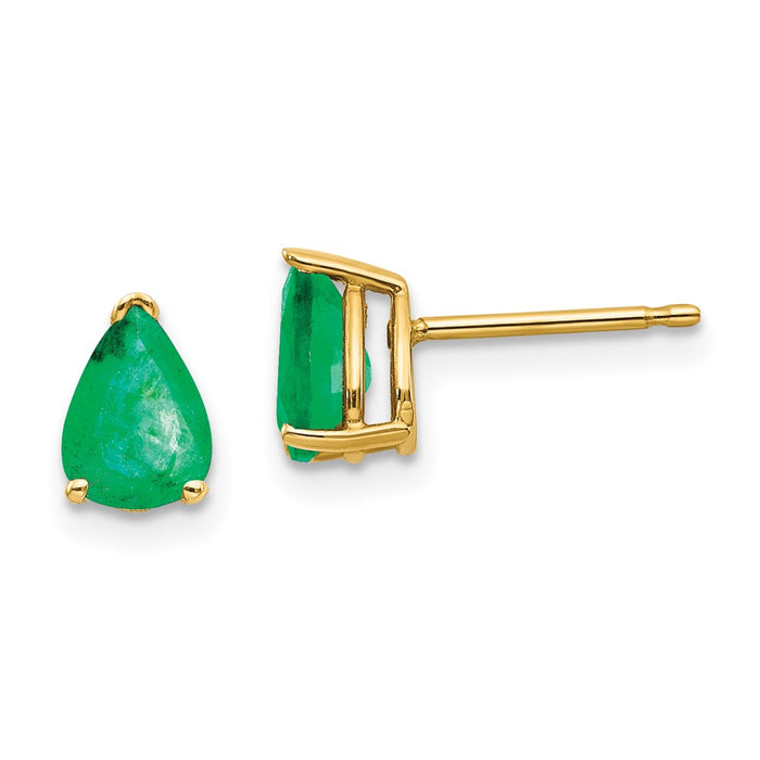 High-Quality 14K Gold Emerald Stud Earrings - Stylish Luxury Value!-1