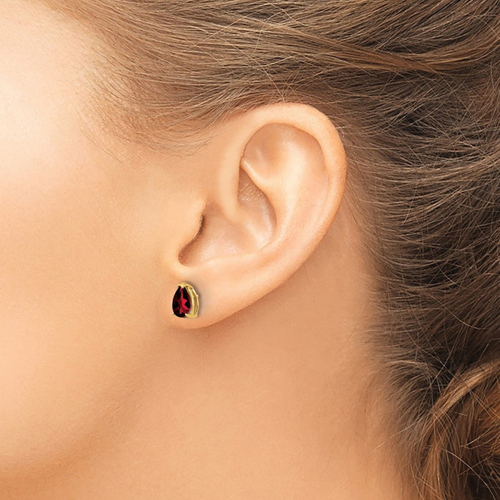 Shop Exclusive 14K Gold Pear-Shaped Garnet Earrings, 7x5mm - Stylish Value!-3