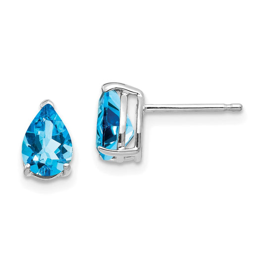 Buy Exclusive 14K White Gold Pear-Shaped Blue Topaz Earrings, 7x5mm Value