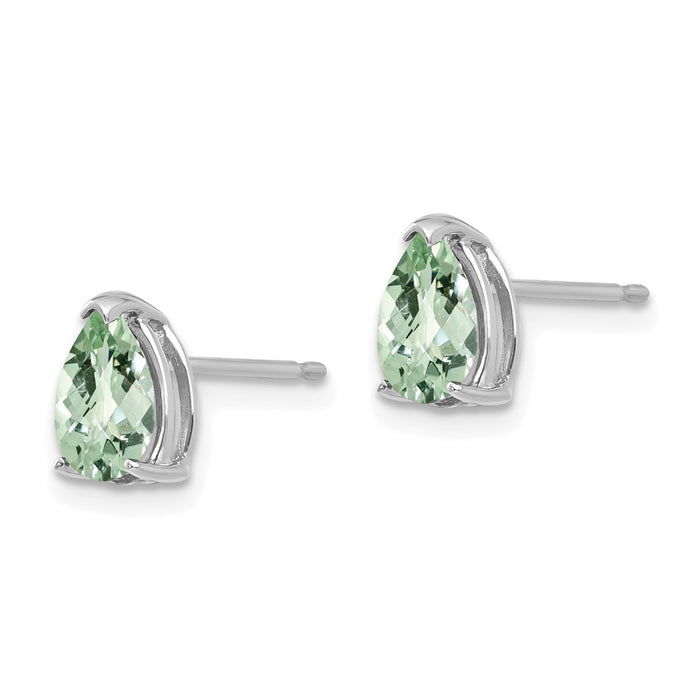 Shop Stylish 14K White Gold 7x5mm Pear-Shaped Green Quartz Earrings - Luxury Value!-2