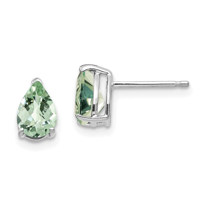 Shop Stylish 14K White Gold 7x5mm Pear-Shaped Green Quartz Earrings - Luxury Value!-1