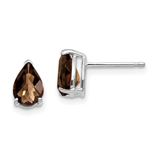 Shop Exclusive 14K White Gold Smoky Quartz Earrings - 7x5mm, Stylish Value!