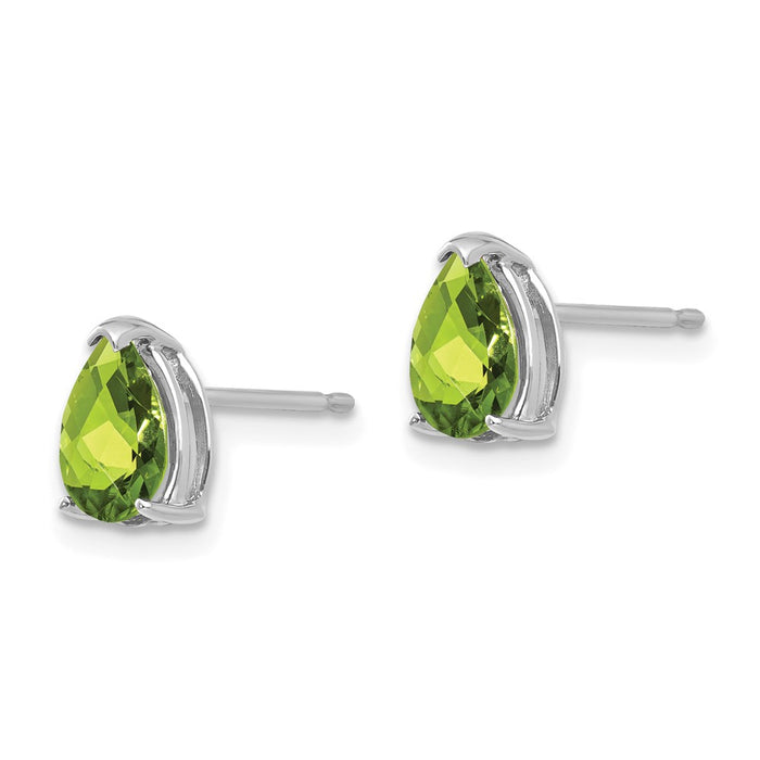 Shop Stylish 14K White Gold Peridot Pear-Shaped Stud Earrings - 0.85mm-2