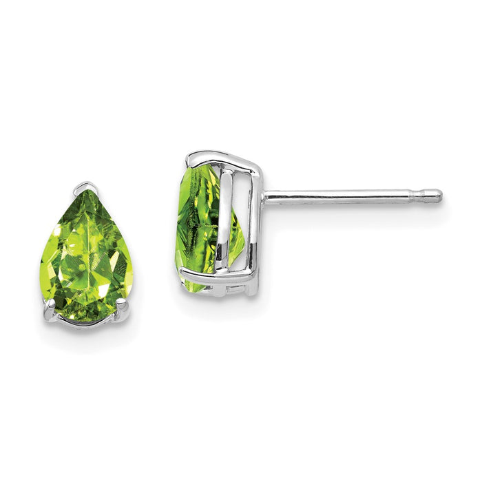 Shop Stylish 14K White Gold Peridot Pear-Shaped Stud Earrings - 0.85mm-1