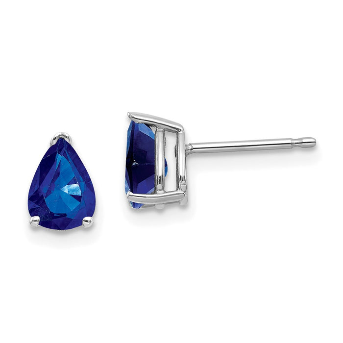 Exclusive 14K White Gold Sapphire Stud Earrings - Stylish, High-Value Jewelry-1