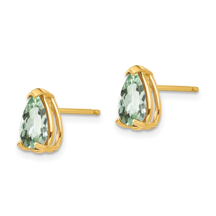 Buy Stylish 14K Gold Pear-Shaped Green Quartz Earrings, 8x5mm, Affordable Price-2