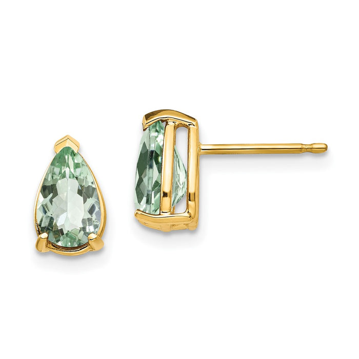Buy Stylish 14K Gold Pear-Shaped Green Quartz Earrings, 8x5mm, Affordable Price-1
