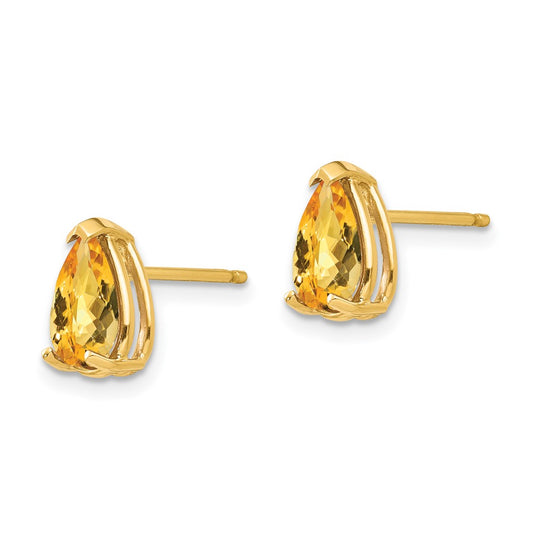 Designer 14K Gold Citrine Earrings, 8x5mm Pear Shape, Stylish Value Offer