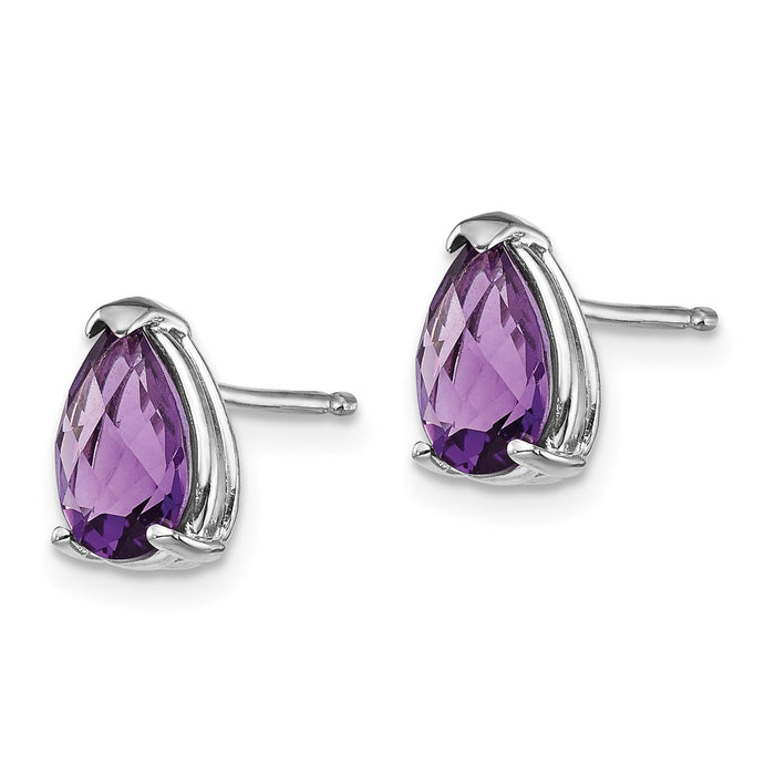High-Quality 14K White Gold Amethyst Earrings | Stylish 8x5mm Pear-Shaped Design-2