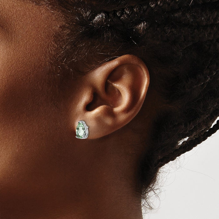 Designer 14K Gold Green Quartz Earrings - 8x5mm, Stylish & Affordable-3