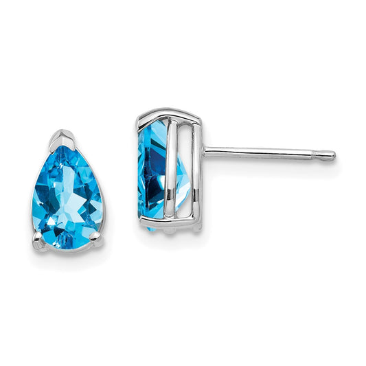 Buy Stylish 14K White Gold Pear-Shaped Blue Topaz Earrings - 8x5mm