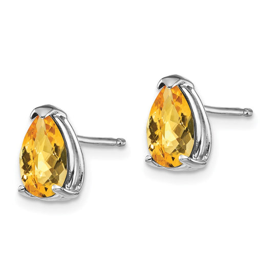 Buy Exclusive 14K White Gold Citrine Earrings, 8x5mm, Stylish & Affordable!