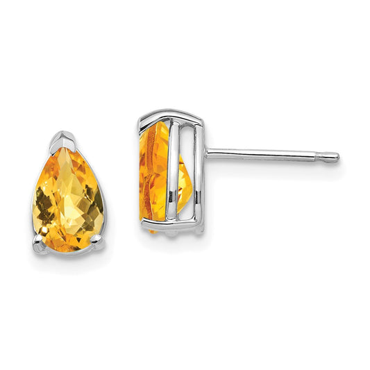 Buy Exclusive 14K White Gold Citrine Earrings, 8x5mm, Stylish & Affordable!