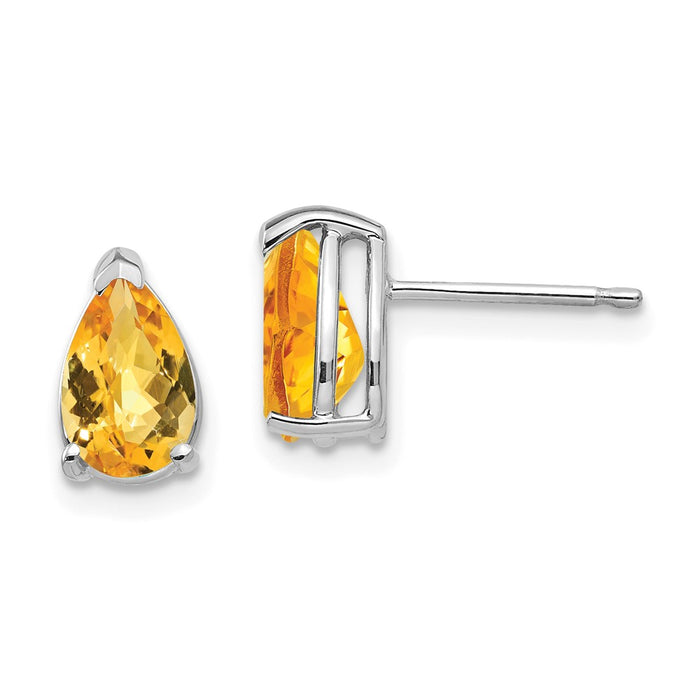 Buy Exclusive 14K White Gold Citrine Earrings, 8x5mm, Stylish & Affordable!-1