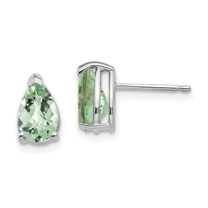 Shop Stylish 14K White Gold Pear-Shaped Green Quartz Earrings - 8x5mm, Value!-1