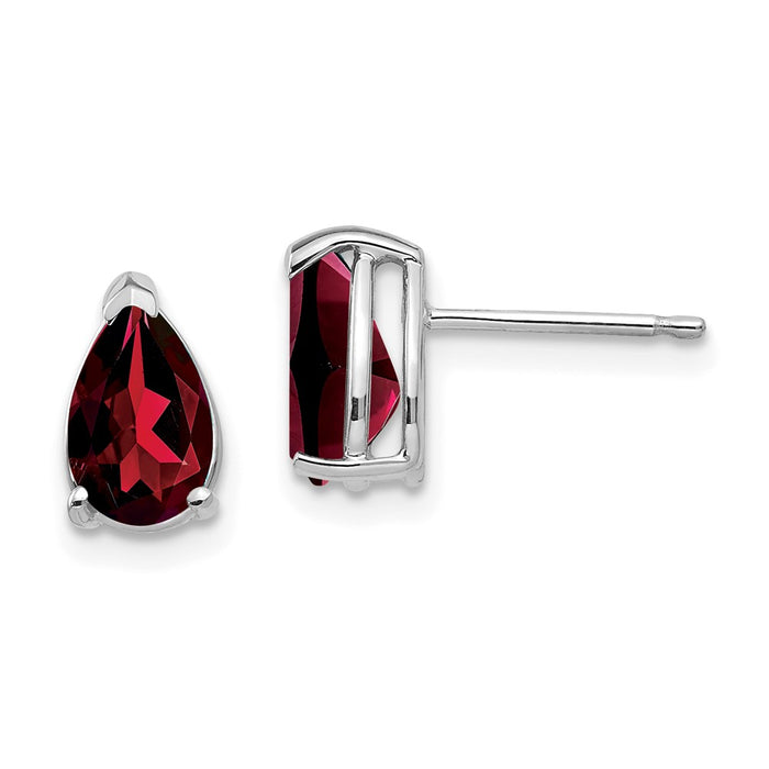 Shop Exclusive 14K White Gold Pear-Shaped Garnet Stud Earrings - Stylish Value-1