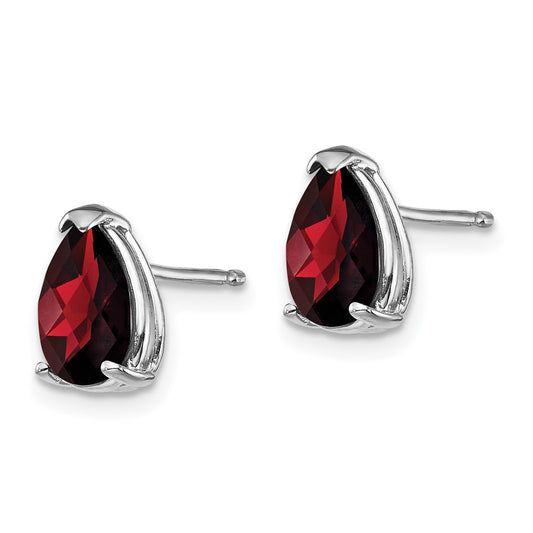Buy Exclusive 14K White Gold Garnet Earrings - 8x5mm, Stylish & Affordable!