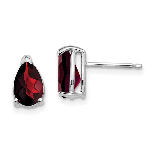 Buy Exclusive 14K White Gold Garnet Earrings - 8x5mm, Stylish & Affordable!
