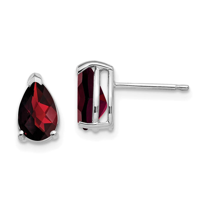 Buy Exclusive 14K White Gold Garnet Earrings - 8x5mm, Stylish & Affordable!-1