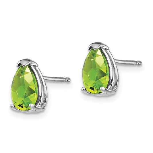 High-Quality 14K White Gold Pear-Shaped Peridot Earrings - 8x5mm Style