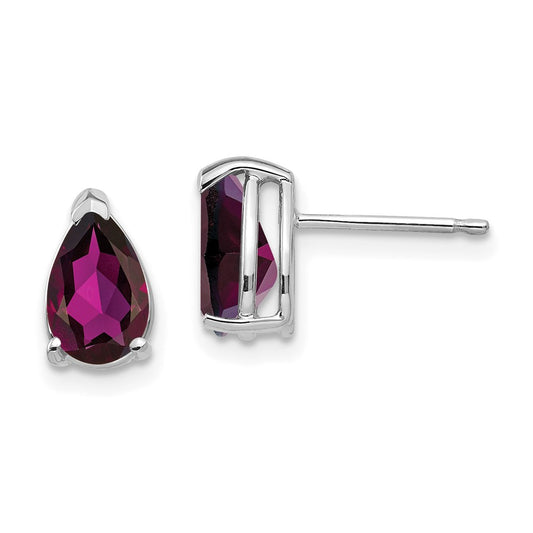 Buy Stylish 14K White Gold Pear-Shaped Rhodolite Garnet Earrings - 8x5mm