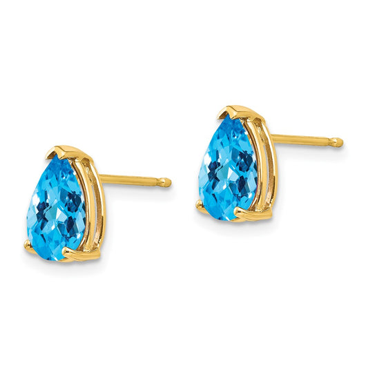 Buy Exclusive 14K Gold Earrings with 9x6mm Blue Topaz - Stylish & Affordable!