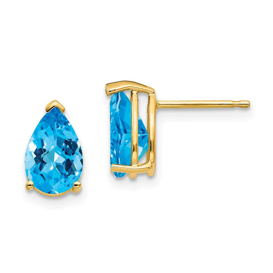 Buy Exclusive 14K Gold Earrings with 9x6mm Blue Topaz - Stylish & Affordable!