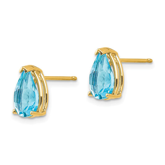 Buy Exclusive 14K Gold Blue Topaz Earrings, 9x6mm, Stylish Luxury Accessory