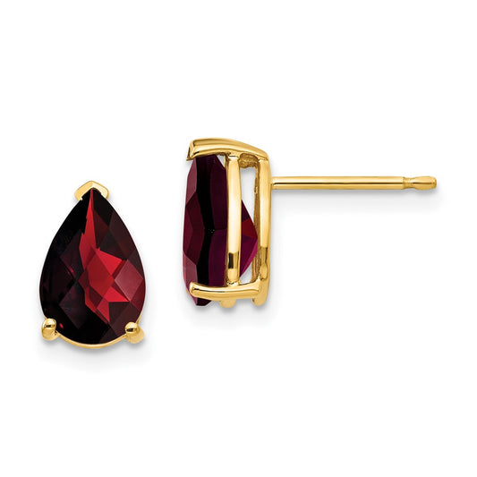 Exclusive 14K Gold 9x6mm Pear-Shaped Garnet Earrings - Stylish Value!