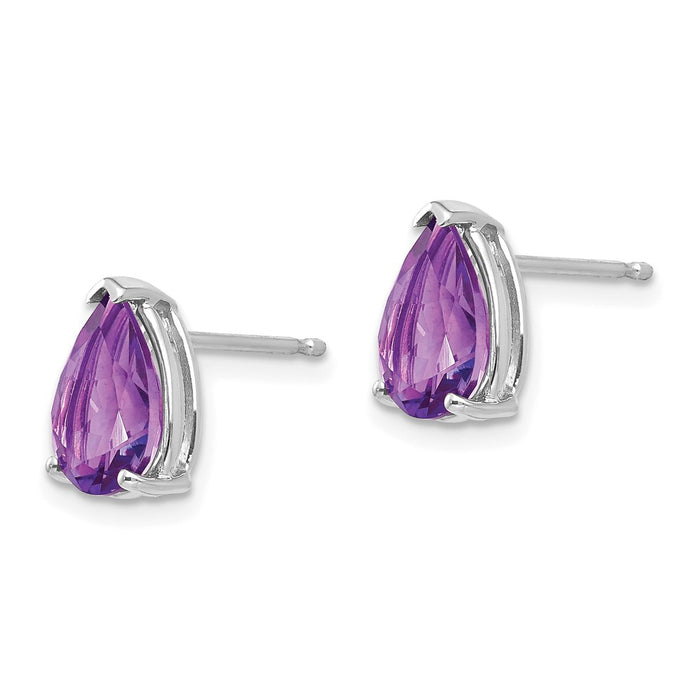 Shop Exclusive 14K White Gold Amethyst Stud Earrings - 9x6mm, Stylish Value!-2