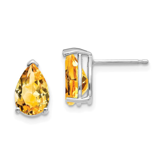 Shop Stylish 14K White Gold Pear-Shaped Citrine Earrings - 9x6mm Luxury