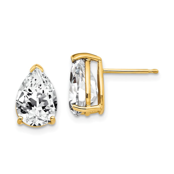 Buy Stylish 14K Gold Earrings with 10x7mm Pear-Shaped Cubic Zirconia-1