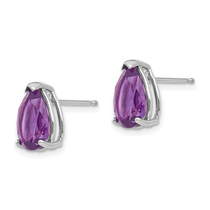Shop Stylish 14K White Gold Amethyst Pear-Shaped Stud Earrings - Luxury Look!-2