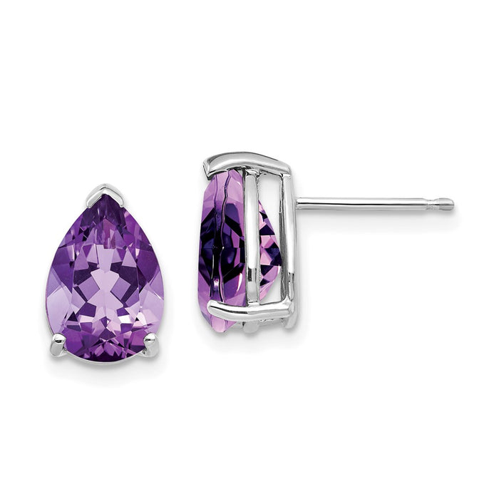 Shop Stylish 14K White Gold Amethyst Pear-Shaped Stud Earrings - Luxury Look!-1