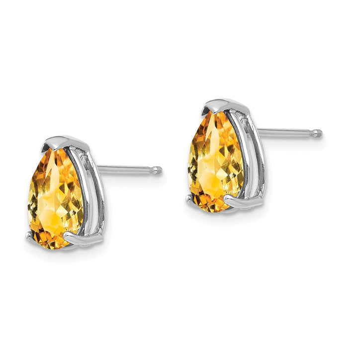 Exclusive 14K White Gold Pear-Shaped Citrine Earrings - 10x7mm, Stylish Value-2