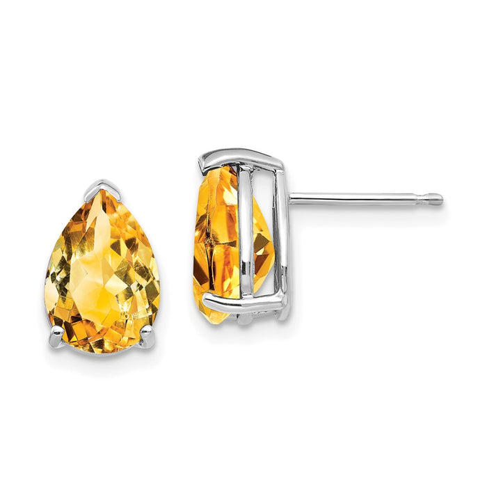 Exclusive 14K White Gold Pear-Shaped Citrine Earrings - 10x7mm, Stylish Value-1