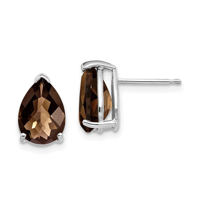 Buy Stylish 14K White Gold 10x7mm Pear-Shaped Smoky Quartz Earrings-1