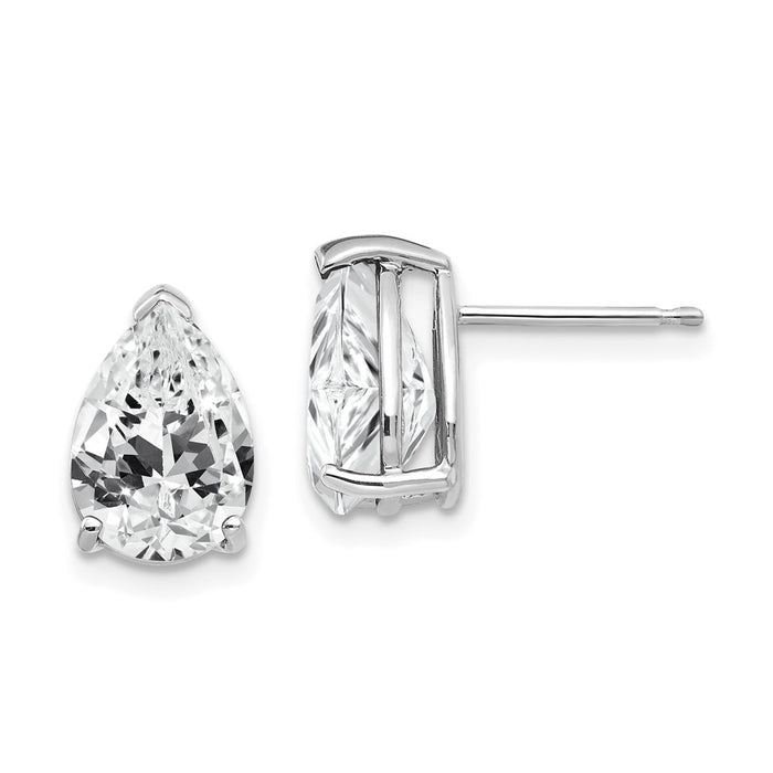 Buy Exclusive 14K White Gold Pear-Shaped Cubic Zirconia Stud Earrings - Stylish Value-1